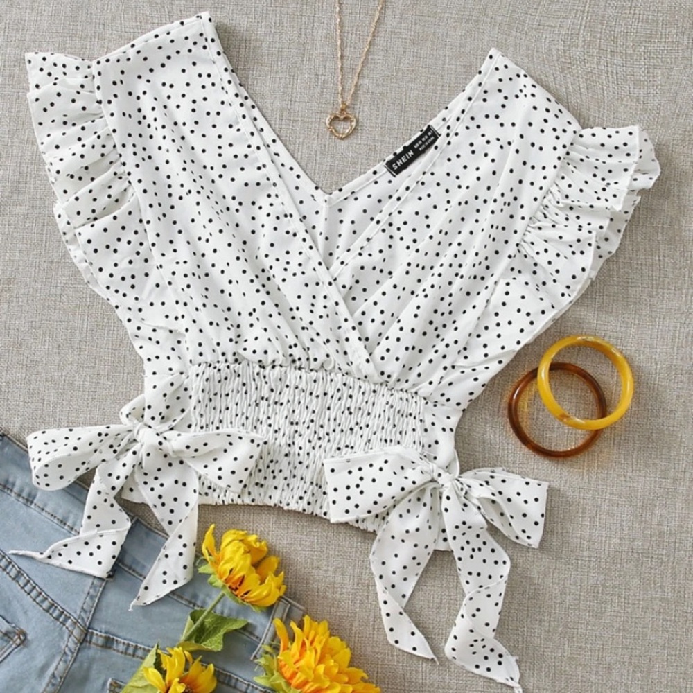 SHEIN White Blouse with Black Dots